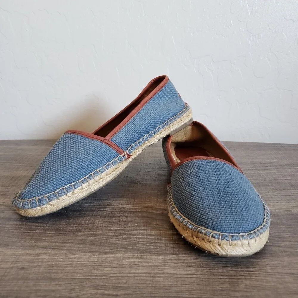 Fossil Canvas Espadrille Flat Slip-On Shoes Blue Size Women's 8 Coastal Grandma